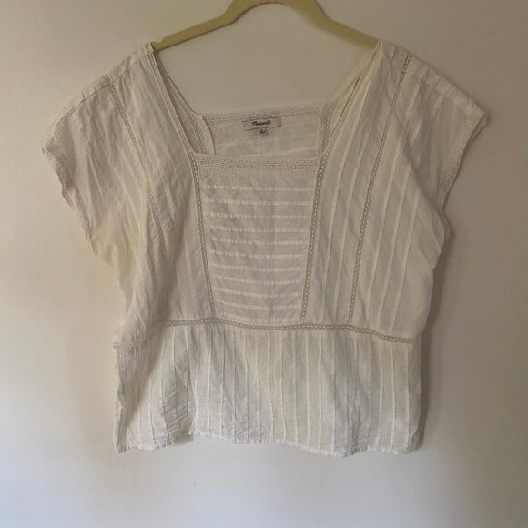 Madewell Lace-Inset Pintuck Blouse Size M - Picture 2 of 2